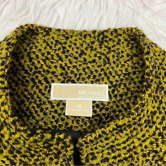 Michael Kors Military Tweed Jacket Mustard Color Gold Buttons - Picture 4 of 12